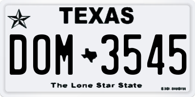 TX license plate DOM3545