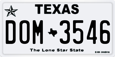 TX license plate DOM3546