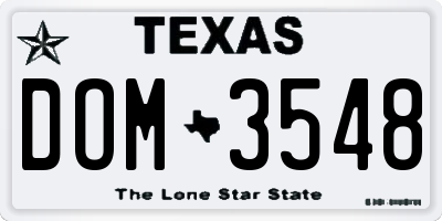 TX license plate DOM3548