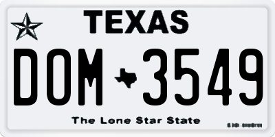 TX license plate DOM3549