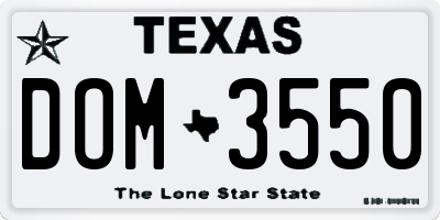 TX license plate DOM3550