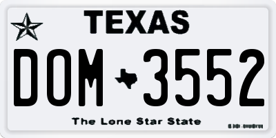 TX license plate DOM3552