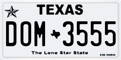 TX license plate DOM3555