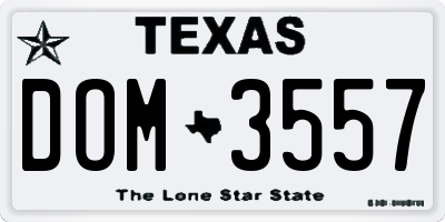 TX license plate DOM3557