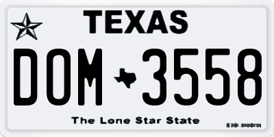 TX license plate DOM3558
