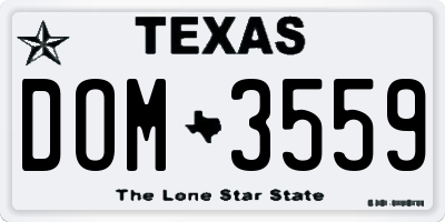TX license plate DOM3559