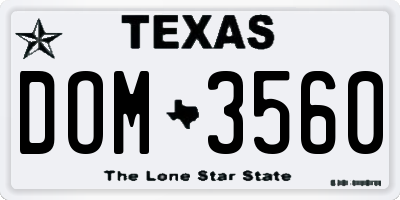 TX license plate DOM3560