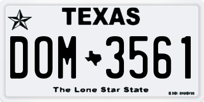 TX license plate DOM3561