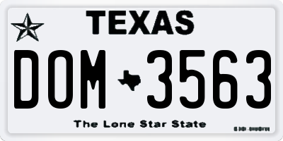 TX license plate DOM3563