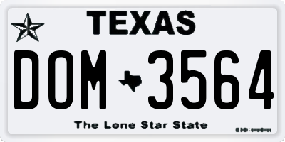 TX license plate DOM3564