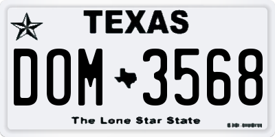 TX license plate DOM3568