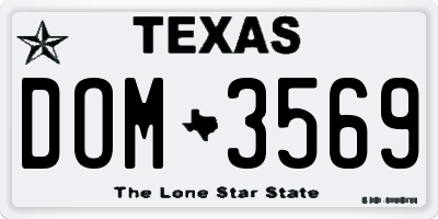 TX license plate DOM3569