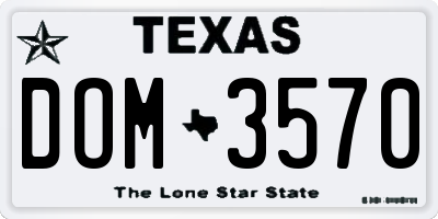 TX license plate DOM3570