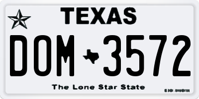 TX license plate DOM3572
