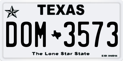 TX license plate DOM3573