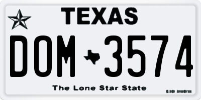 TX license plate DOM3574