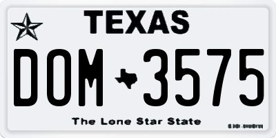 TX license plate DOM3575