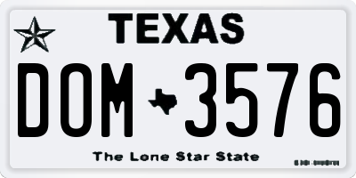 TX license plate DOM3576
