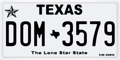 TX license plate DOM3579