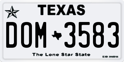 TX license plate DOM3583