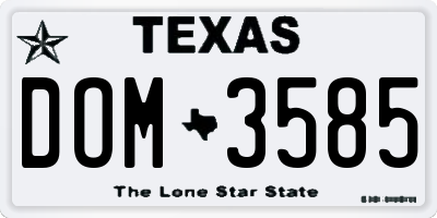 TX license plate DOM3585