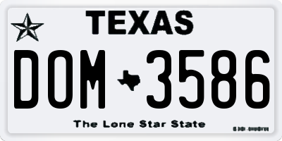 TX license plate DOM3586
