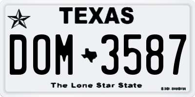 TX license plate DOM3587