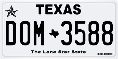 TX license plate DOM3588