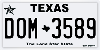 TX license plate DOM3589