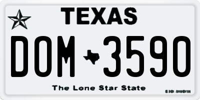 TX license plate DOM3590