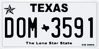 TX license plate DOM3591