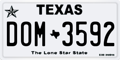 TX license plate DOM3592