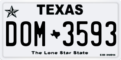 TX license plate DOM3593