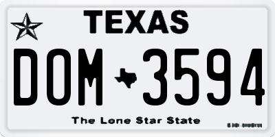 TX license plate DOM3594