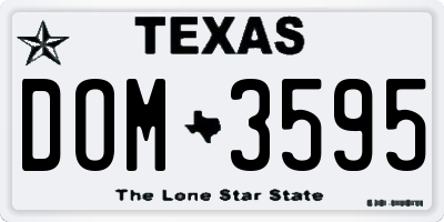 TX license plate DOM3595