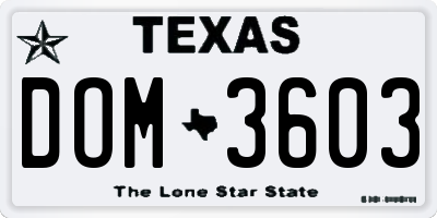 TX license plate DOM3603