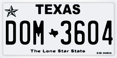 TX license plate DOM3604