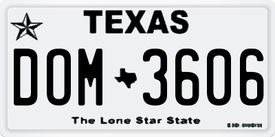 TX license plate DOM3606