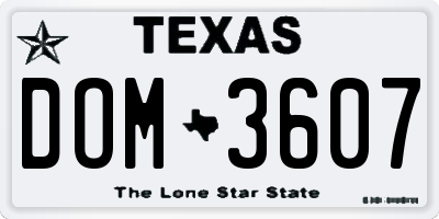 TX license plate DOM3607
