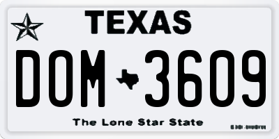 TX license plate DOM3609