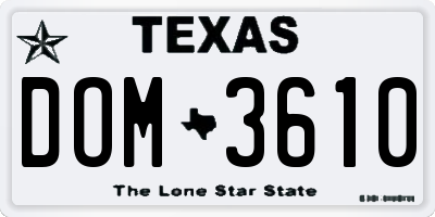 TX license plate DOM3610