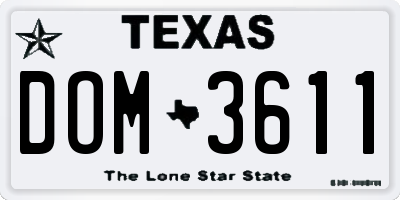 TX license plate DOM3611