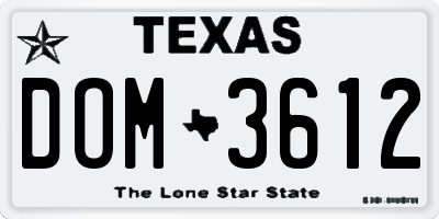 TX license plate DOM3612