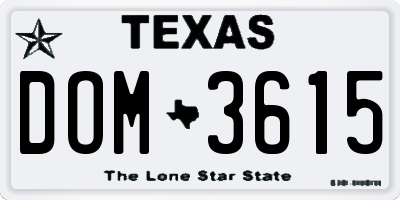 TX license plate DOM3615