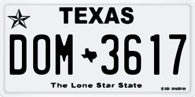 TX license plate DOM3617
