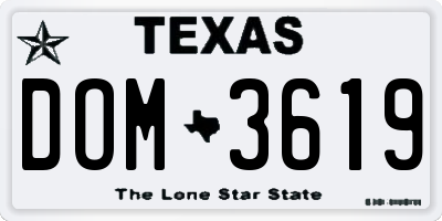 TX license plate DOM3619