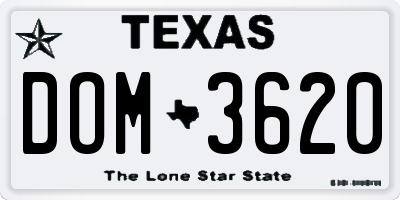 TX license plate DOM3620