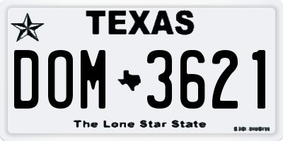 TX license plate DOM3621