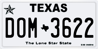 TX license plate DOM3622