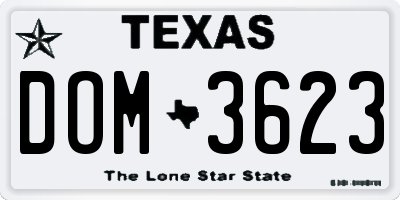 TX license plate DOM3623